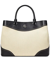 Lauren Ralph Lauren Marcy Straw & Leather Satchel