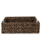 Casafield (Set of 4) Water Hyacinth 12-1/2"x17"x5" Pantry Baskets w/ Chalkboard Labels and Marker