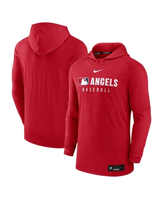 Nike Men's Heather Red Los Angeles Angels Authentic Collection Tri-Blend Performance Pullover Hoodie