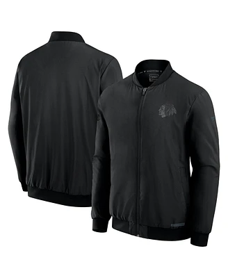 Fanatics Men's Black Chicago Blackhawks Authentic Pro Road Full-Zip Bomber Jacket