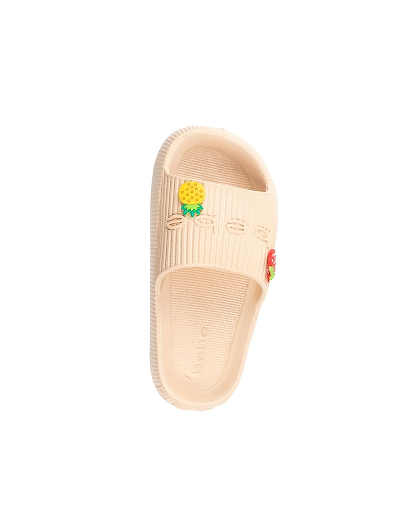 Bebe Little and Big Girls Fun Stylish Platform with Logo Charms Slides