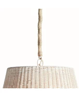 19" x 22" Linette Handwoven Rattan Hanging Pendant Light with Jute Chain