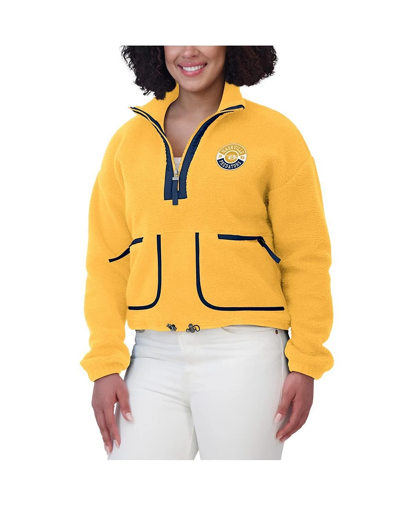 Wear by Erin Andrews Women's Gold Nashville Predators Polar Fleece Half-Zip Jacket