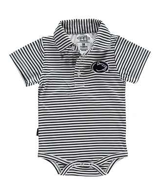 Garb Baby Boys and Girls Navy/White Penn State Nittany Lions Carson Striped Short Sleeve Bodysuit