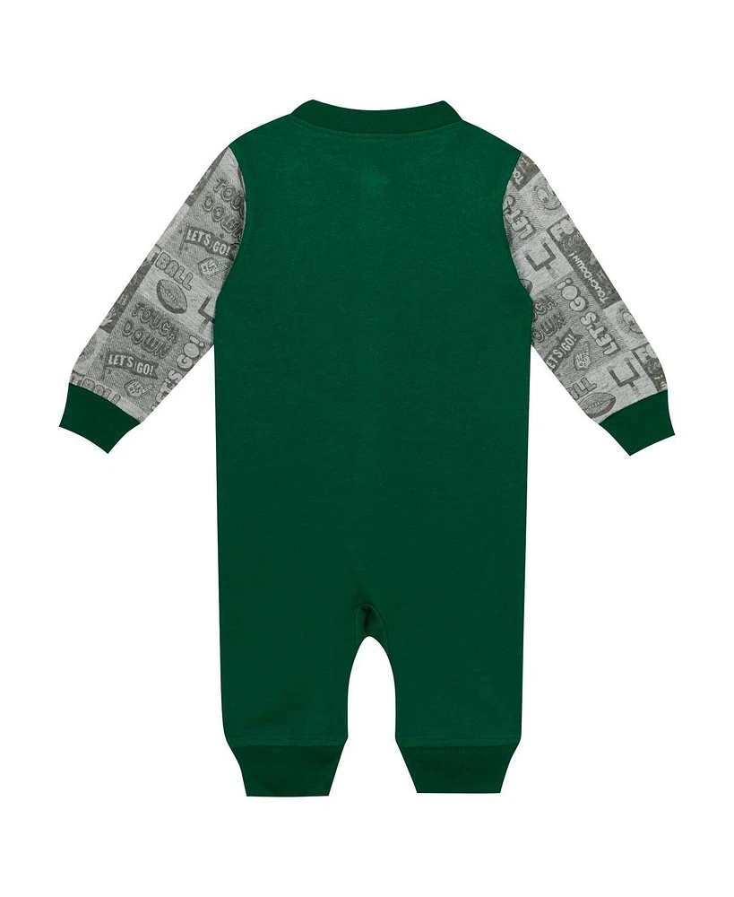 Outerstuff Baby Boys and Girls Green Michigan State Spartans Playbook Color Block Long Sleeve Coveralls