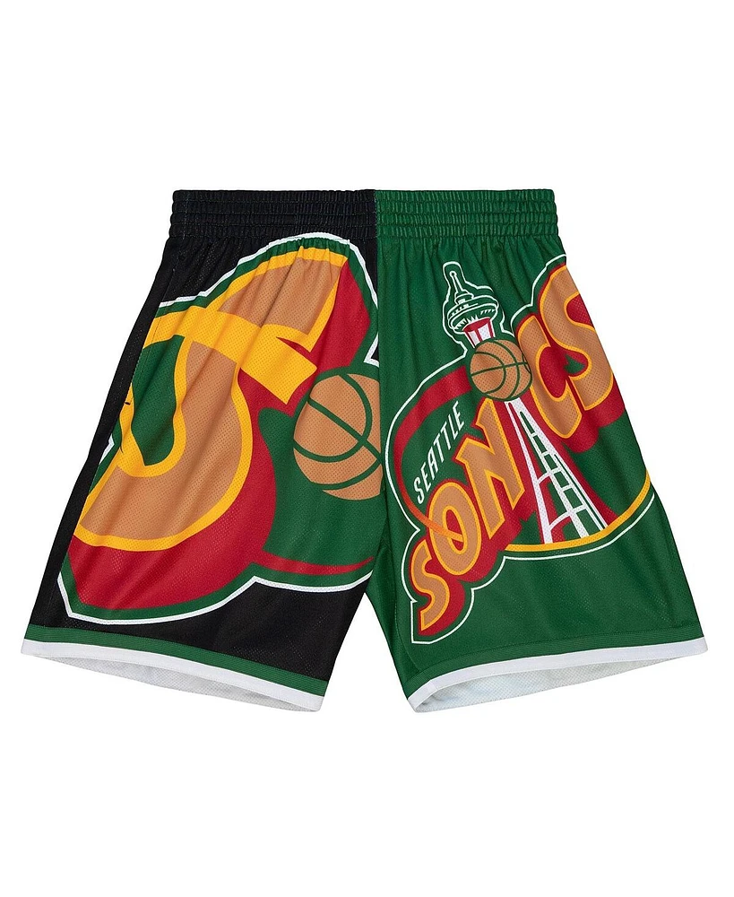 Mitchell & Ness Men's Black Seattle Supersonics Big Face 5.0 Fashion Shorts