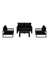 5-Piece Modern Hdpe Outdoor Patio Furniture Sofa Conversation Set with Coffee Table