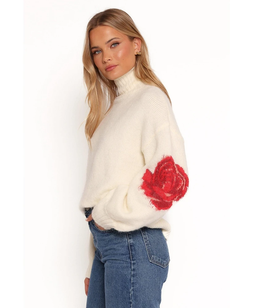 Petal and Pup Women's Kelso Flower Embroidery Knit Sweater