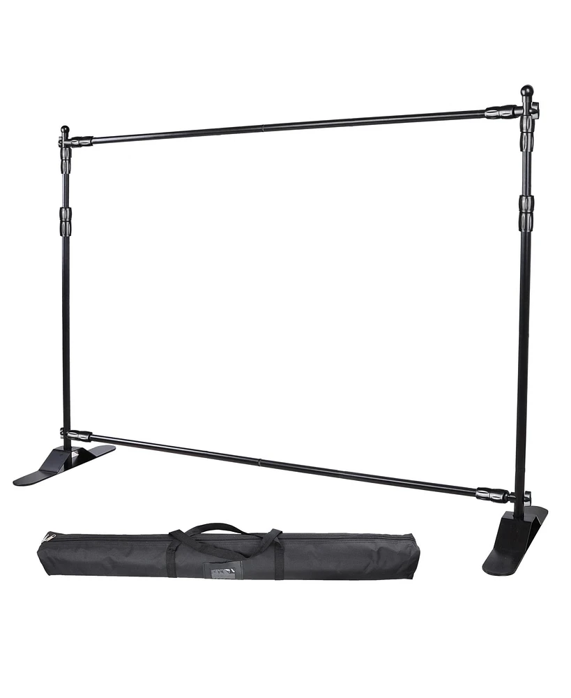 InstaHibit 8x8 ft Banner Stand Adjustable Telescopic Trade Show Display Backdrop