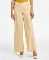 Tahari Asl Pinstriped Mid Rise Wide-Leg Pants