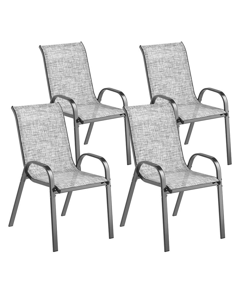 Outsunny Set of 4 Patio Dining Chairs, Stackable Outdoor