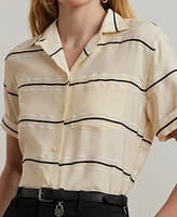 Lauren Ralph Lauren Petite Striped Short-Sleeve Camp Shirt