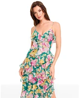 Dress the Population Women's Josefina Printed Ruffle-Trim