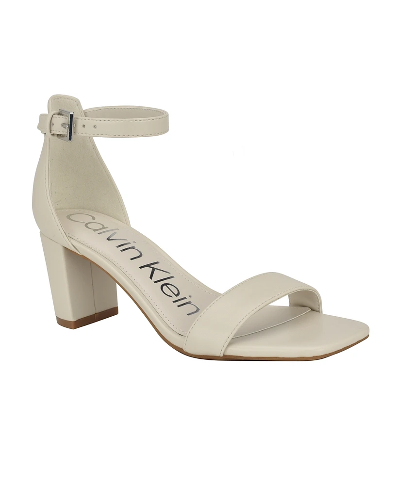 Calvin Klein Women's Nolene Ankle Strap Block Heel Sandals