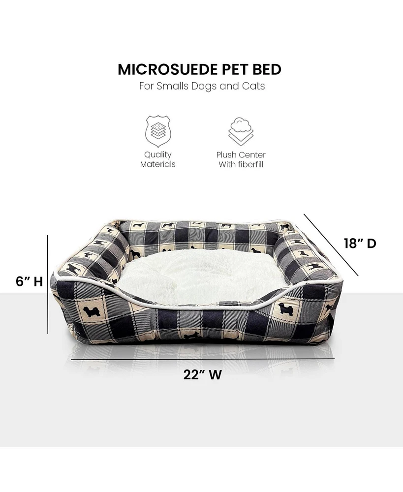 Details Microsuede Pet Bed, Dog Beds for Small Dogs and Cats, Black