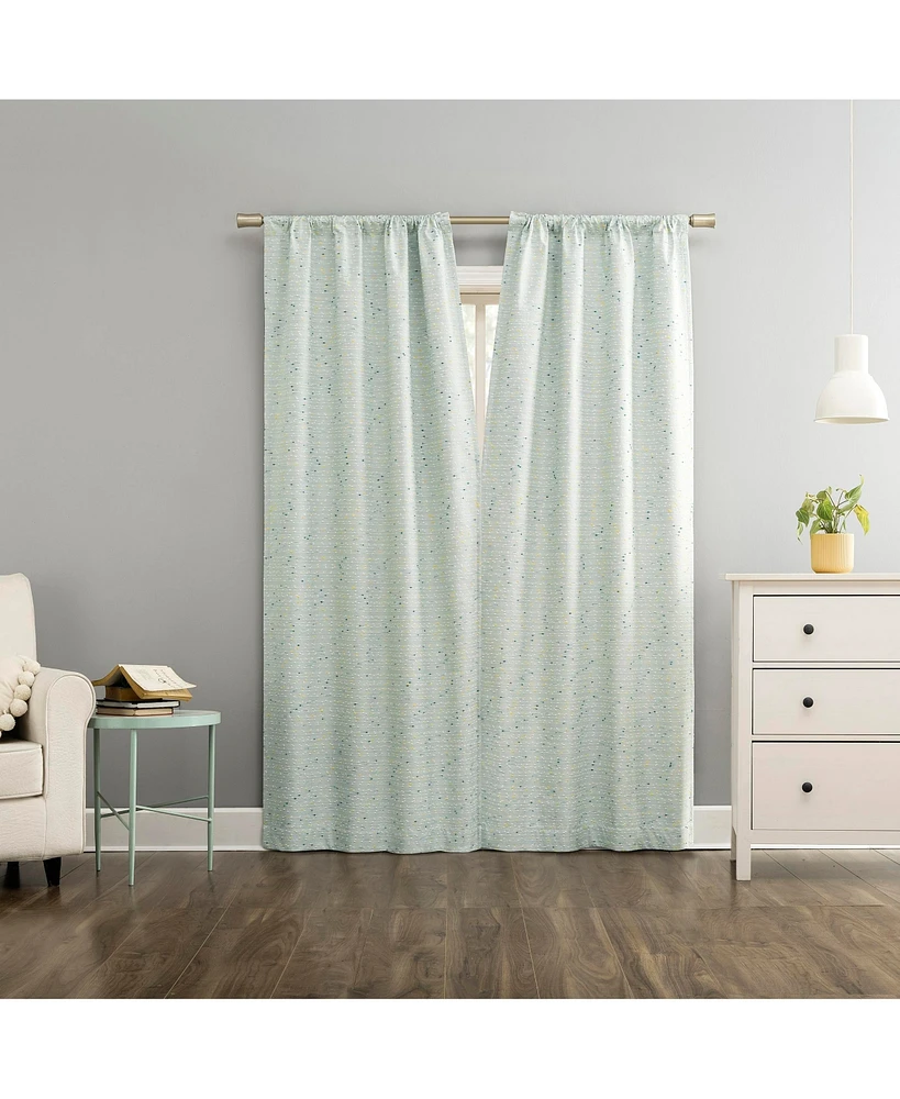 Sylo Generation Contrast Slub Magnetic Closure 100% Blackout Rod Pocket Curtain Panel