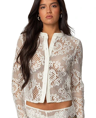 Edikted Women's Peyson Sheer Lace Top