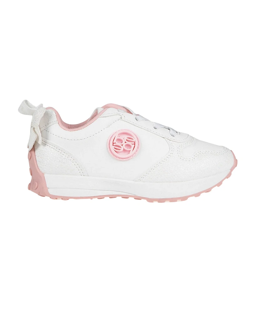Bebe Toddler Girls Double Layer Bow at Back with Medallion Sneakers