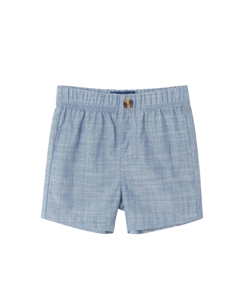 Andy & Evan Baby Boys Pink Striped Oxford and Bowtie Shorts Set