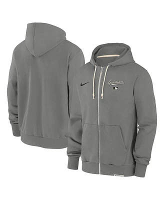 Nike Men's Charcoal Cleveland Guardians Authentic Collection Travel Performance Full-Zip Hoodie