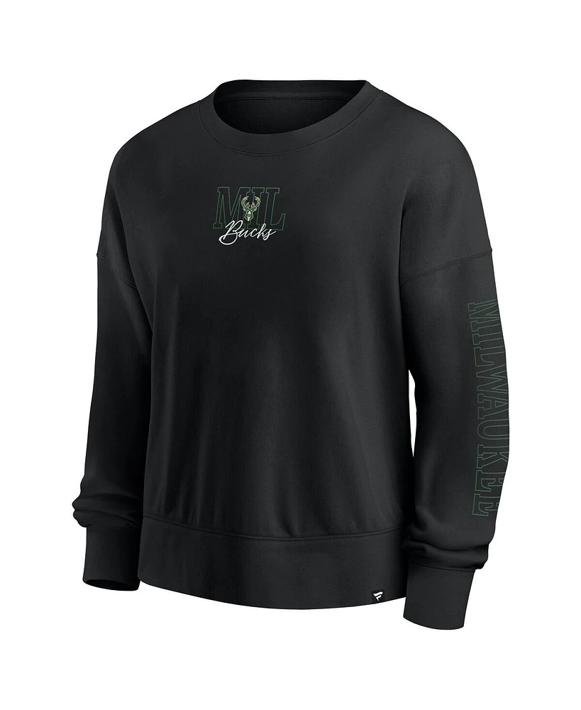 Fanatics Black Milwaukee Bucks Oversized Game Day Pullover Sweatshirt