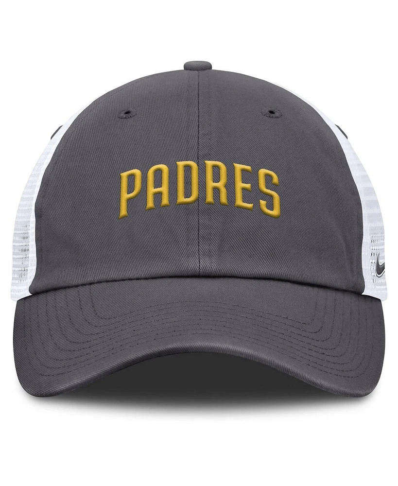 Nike Men's Gray San Diego Padres Wordmark Club Adjustable Trucker Hat
