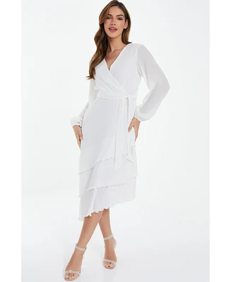 Quiz Women's Crinkle Chiffon Asymmetric Wrap Dress