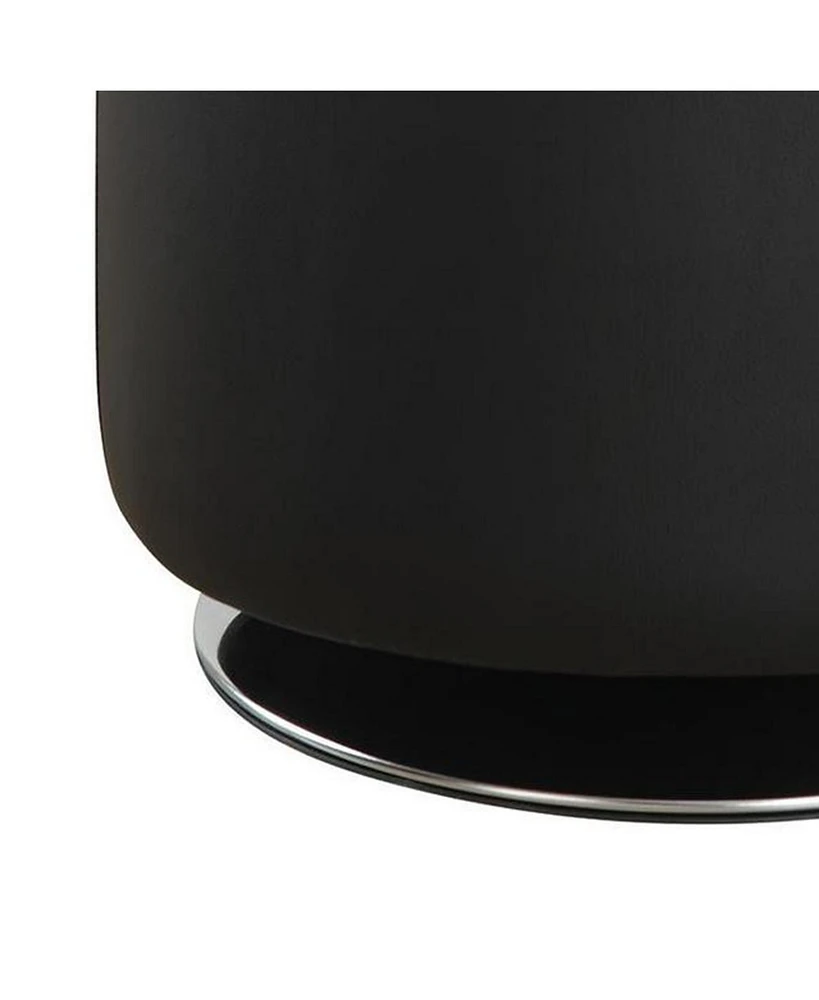 Tufted Round Swivel Ottoman in Leather for Living Room