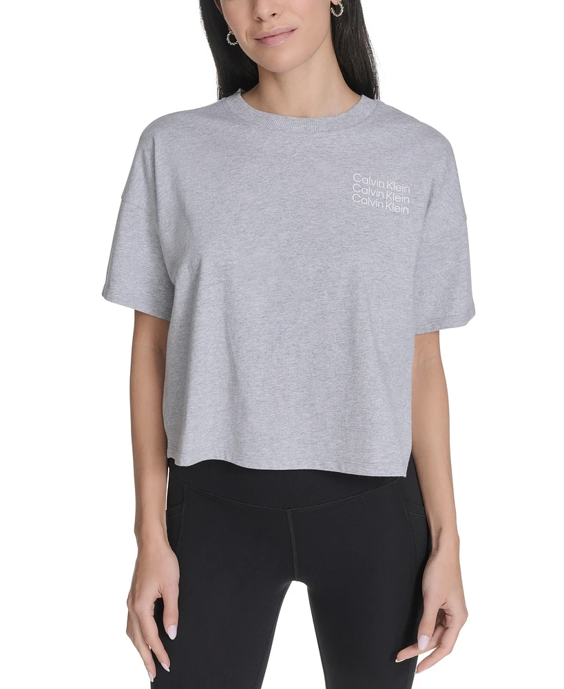 Calvin Klein Performance Women's Cotton Triple-Logo T-Shirt