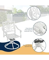 Patio Dinning Swivel Chair Set of 2 Outdoor Swivel Rocker Patio Chairs Bistro Chairs Outdoor Dining Chairs, White