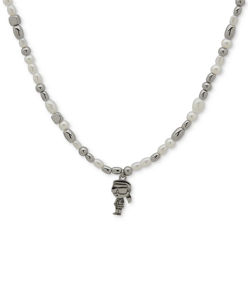 Karl Lagerfeld Paris Imitation Pearl & Beaded Charm Pendant Necklace, 16" + 3" extender