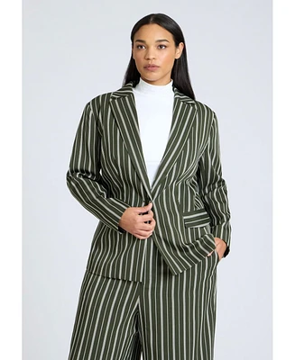 Eloquii Women's Fitted Striped Blazer