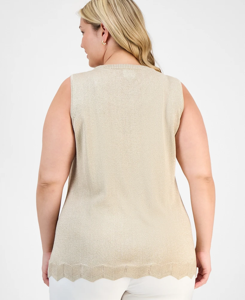 Jm Collection Plus Metallic Shine Sweater Tank Exclusively at Macy's