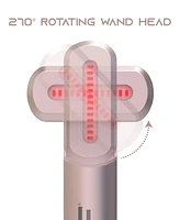 Tzumi Red Light Therapy for Face and Neck Wand, 4-in-1 Rechargeable Light Therapy Wand with 2 Led Colors