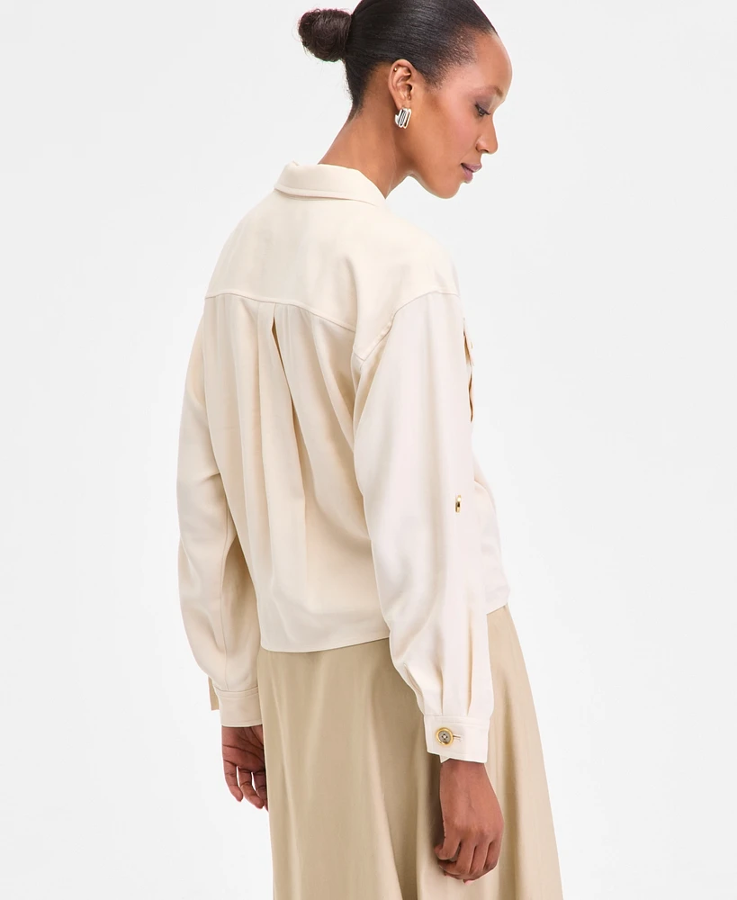 I.n.c. International Concepts Women's Tie-Front Safari Blouse, Exclusively at Macy's