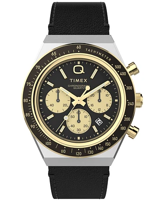 Timex Men's Analog Black Leather Strap Watch, 40mm