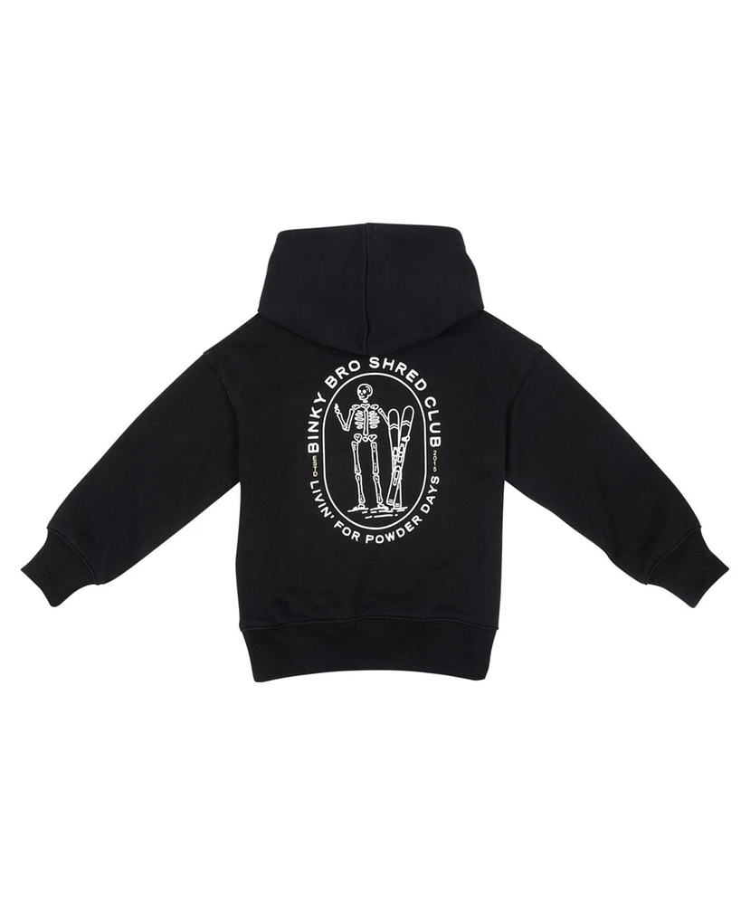 BinkyBro Toddler Boys Powder Skelly Hood Black Hoodie