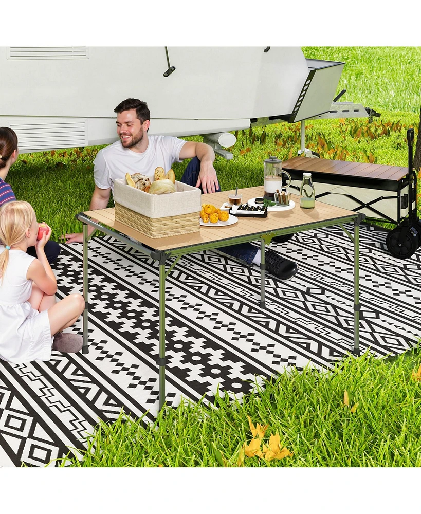 Outsunny Foldable Table, Adjustable Height Aluminum Table for Picnic