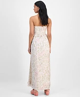 And Now This Women's Cotton Smocked Strapless Maxi Dress