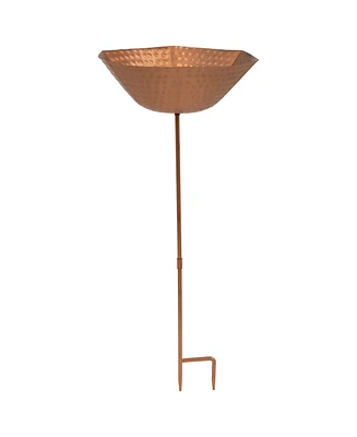 Outdoor Staked Metal Bird Bath - Copper Uv-Resistant Finish - 34.25" H