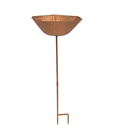 Outdoor Staked Metal Bird Bath - Copper Uv-Resistant Finish - 34.25" H