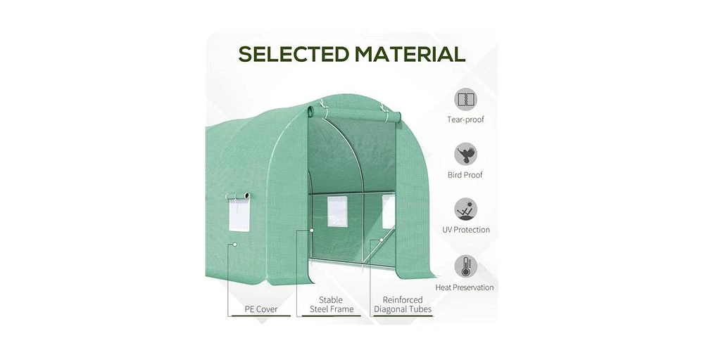 Greenhouse with Green Pe Cover - Durable Outdoor Plant Growing Shelter