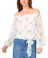 Vince Camuto Women's Floral Off-The-Shoulder Long-Sleeve Tie-Front Blouse
