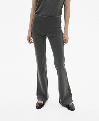 Mango Women's Turn-Up Waist Flared Pants