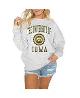Gameday Couture Women's Steel Iowa Hawkeyes Good Vibes Premium Fleece Drop Shoulder Pullover Sweatshirt