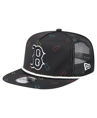 New Era Men's Black Boston Red Sox Gummy Golfer Trucker Adjustable Hat