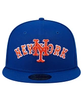 New Era Men's Royal New York Mets Overlap 59FIFTY Fitted Hat