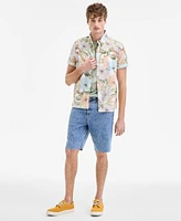 Sun + Stone Men's Duke Short Sleeve Floral Print Linen Blend Button-Front Shirt, Exclusively at Macy's