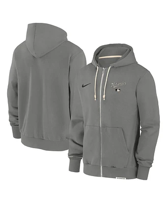Nike Men's Charcoal Washington Nationals Authentic Collection Travel Performance Full-Zip Hoodie