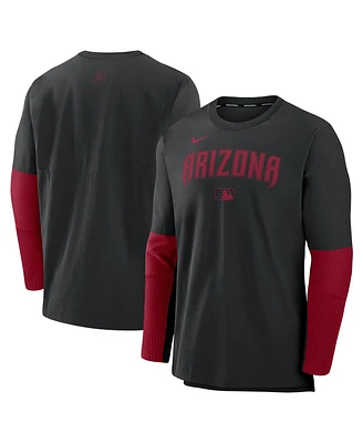 Nike Men's Black/Red Arizona Diamondbacks Authentic Collection Player Lightweight Performance Long Sleeve Top